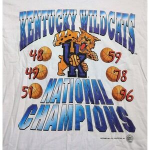Vintage 90s Kentucky Wildcats National Champions T Shirt Men's White Size XL